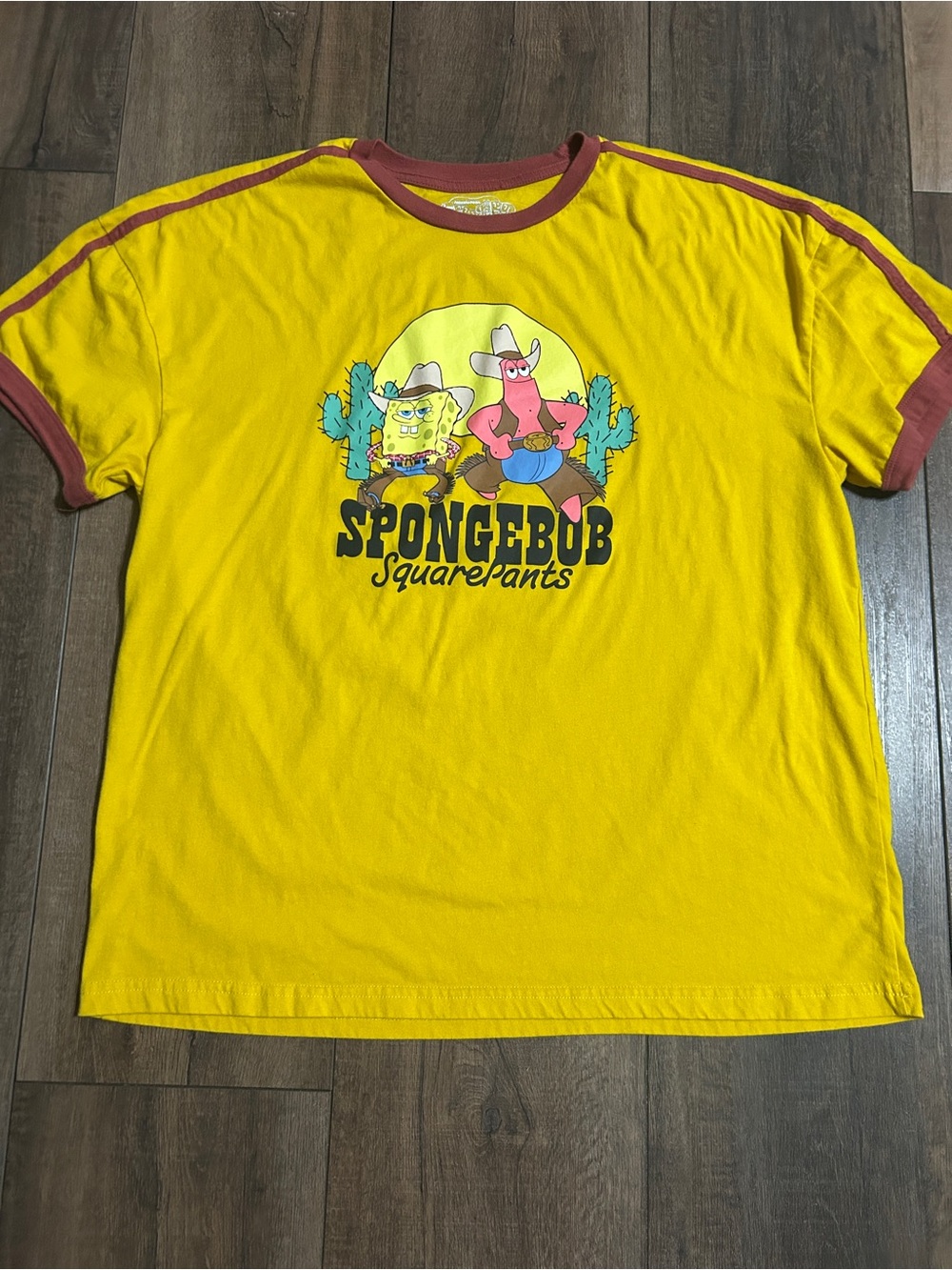 SpongeBob & Patrick Cowboy Ringer Tee - Nickelodeon Graphic Shirt - XL